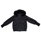 BLACK FUR BOMBER JACKET