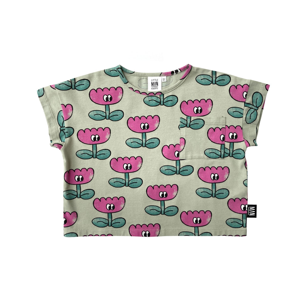 Little Man Happy - Happy Flower Cropped T-Shirt